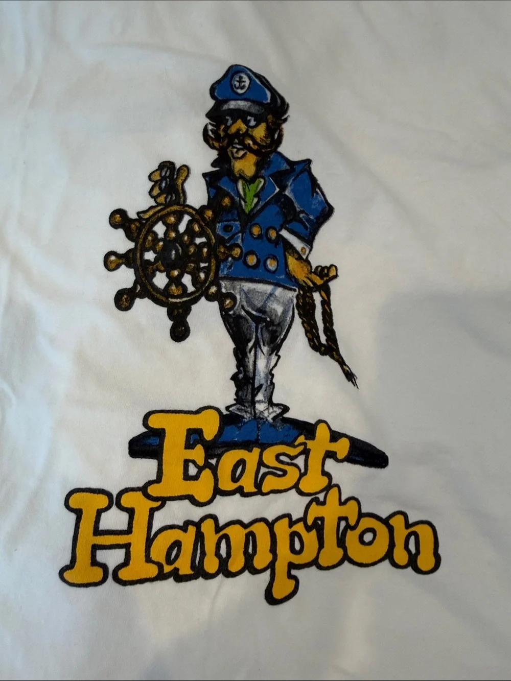 J. Crew White East Hampton Graphic Tee with Blue & Yellow Print